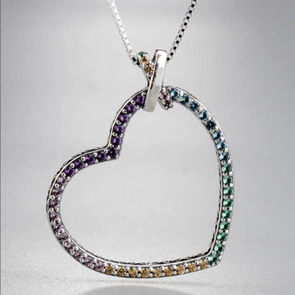 Authentic Pandora Asymmetrical Heart Necklace